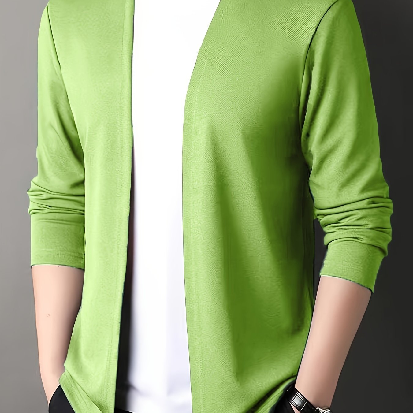 Men's Slim Fit Knitted Cardigan Long Sleeve Solid Casual Fall Polyester