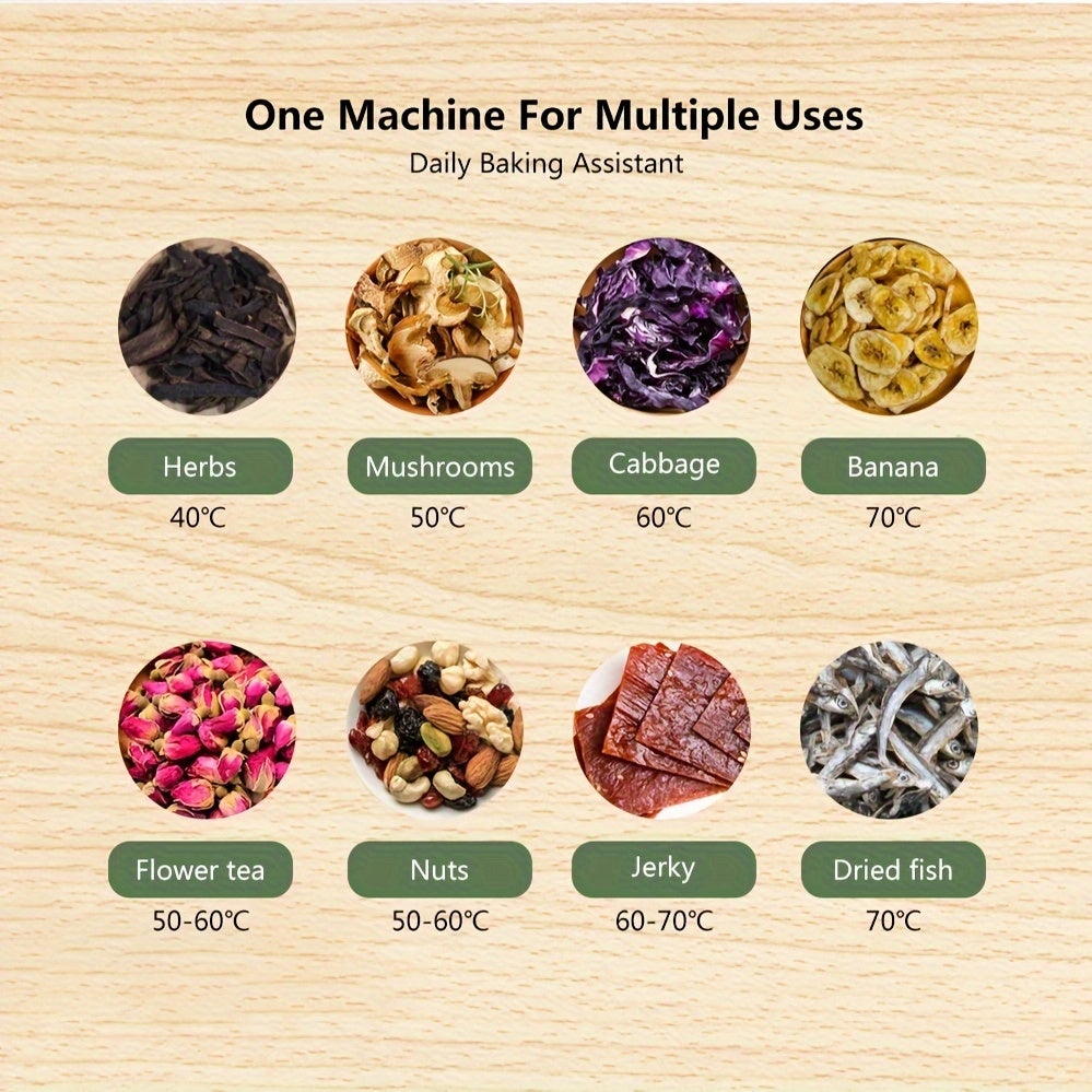 Deshidratador de alimentos con 5 bandejas, pantalla LED, temporizador digital, control de temperatura, enchufe EU