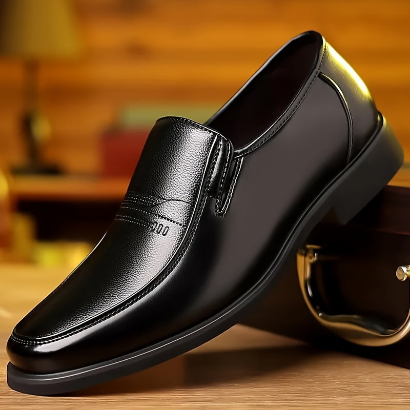 Men's Leather Slip-On Loafers Vintage Minimalist Business Dress Shoes