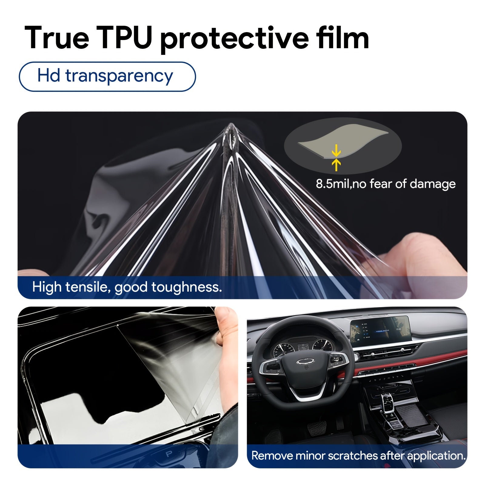 For Men TPU Interior Film for Chery Tiggo 7 Pro Center Console Rear Screen Scratch-Resistant Waterproof