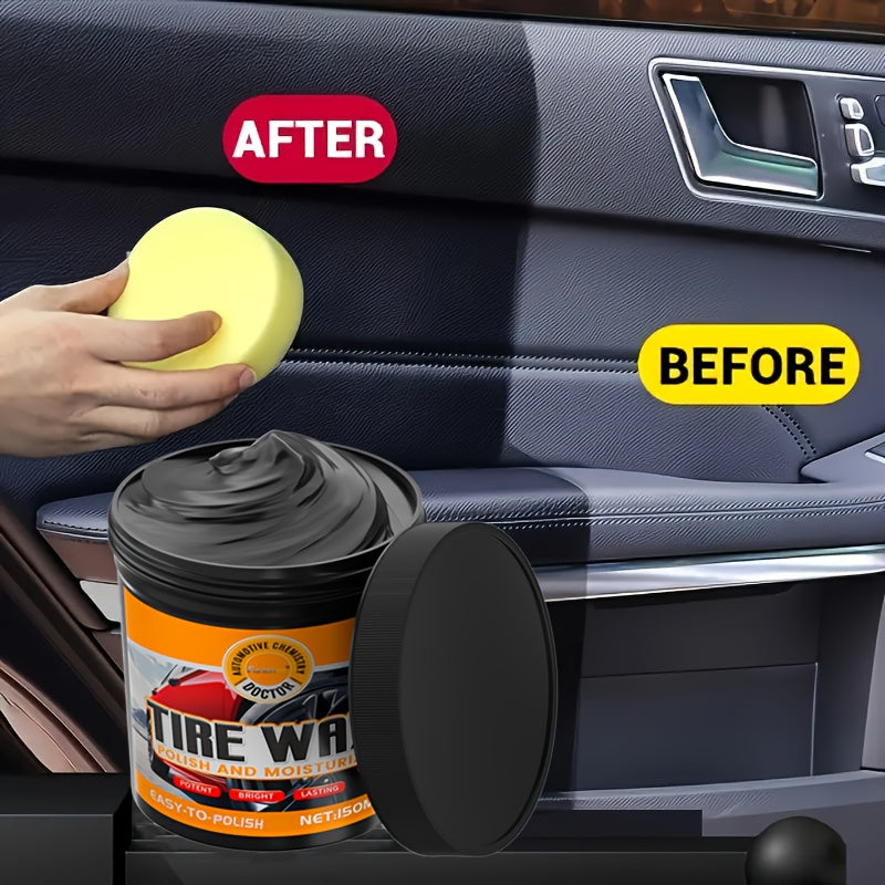 150g Automotive Interior Polishing Paste Car Care Kit with Tire Gloss Wax and Plastic Leather Repair