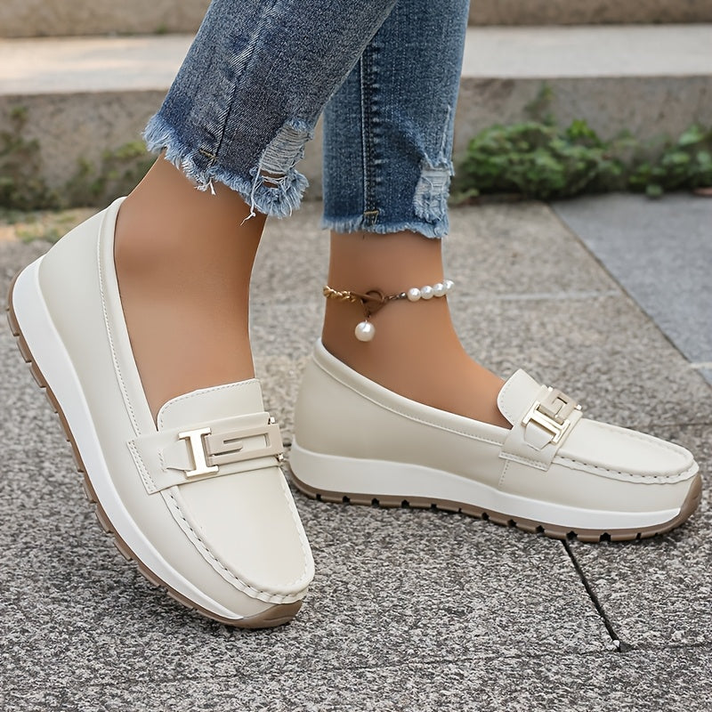 Women's Slip-On Loafers PU Upper TPR Sole Comfort Casual Shoes All-Season