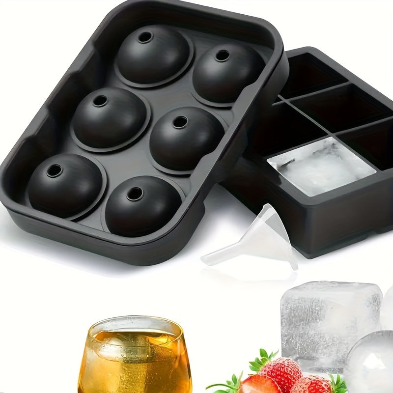 Silicone Ice Cube Tray 6 Large Round Cavities for Whiskey and Cocktails
