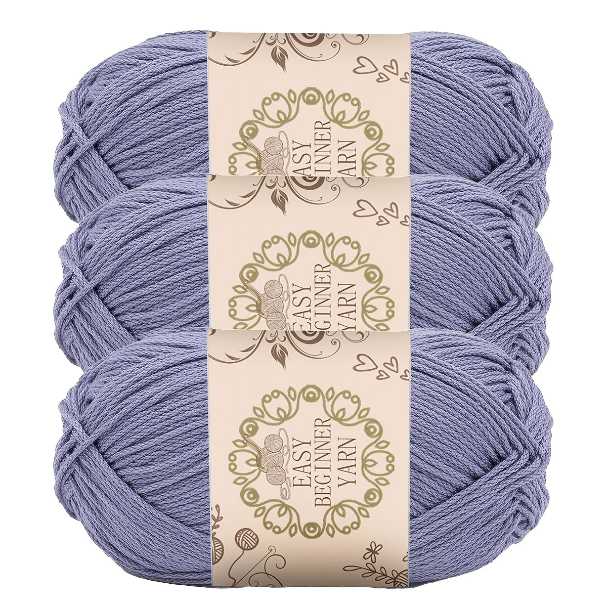 3-Piece Soft Acrylic Yarn for Crochet and Knitting 50g Hand-Dyed 4-Ply