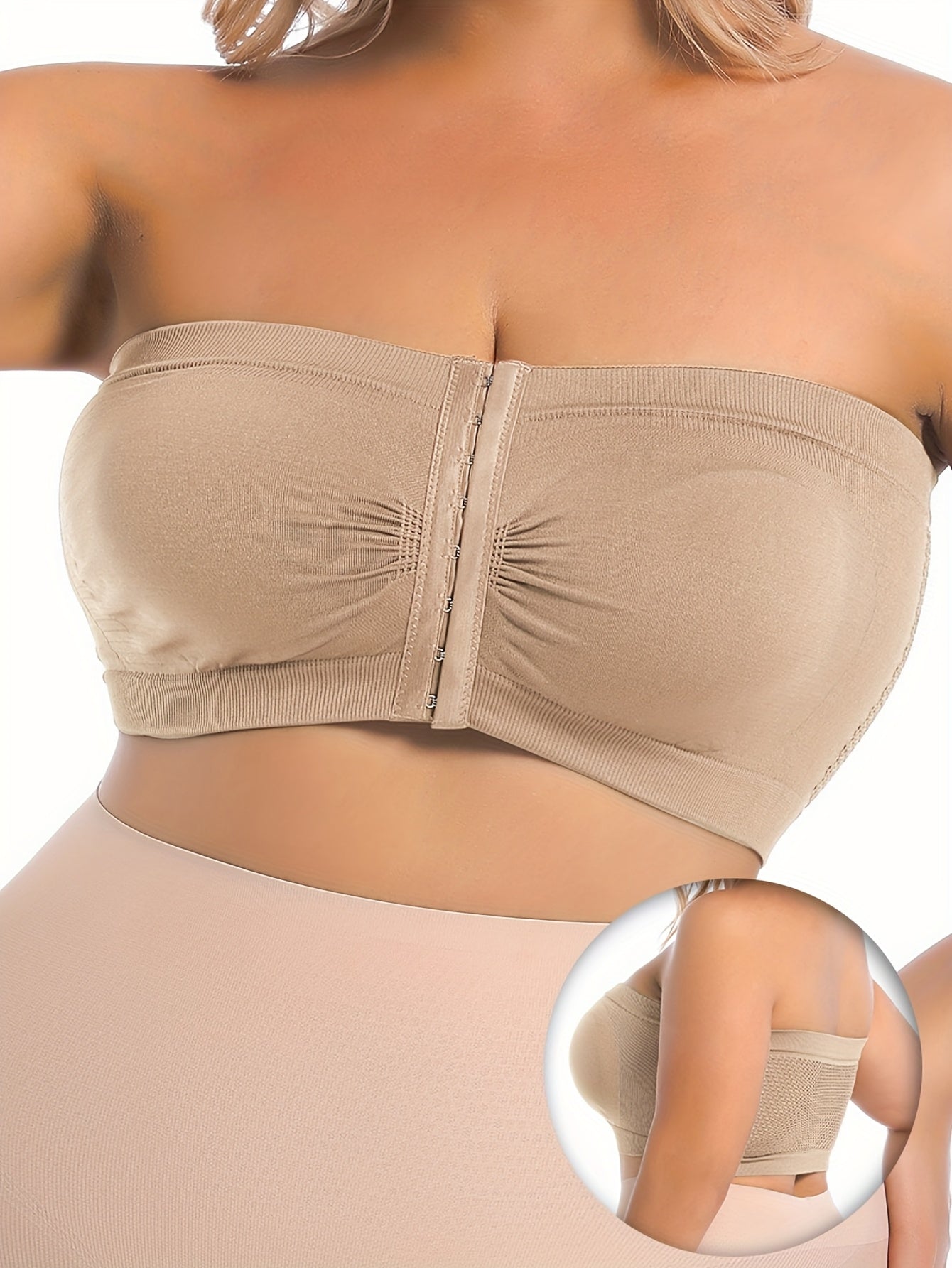 Plus Size Seamless Breathable No Underwire Bra With Front Closure