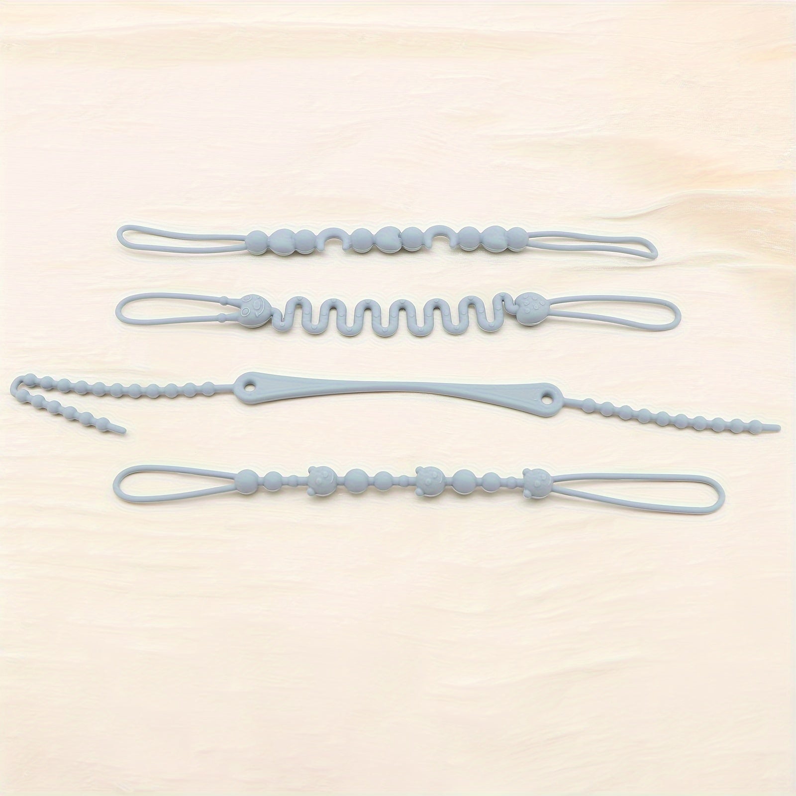 4-Pack Silicone Toy Straps for Binkies and Teethers Adjustable Multicolor