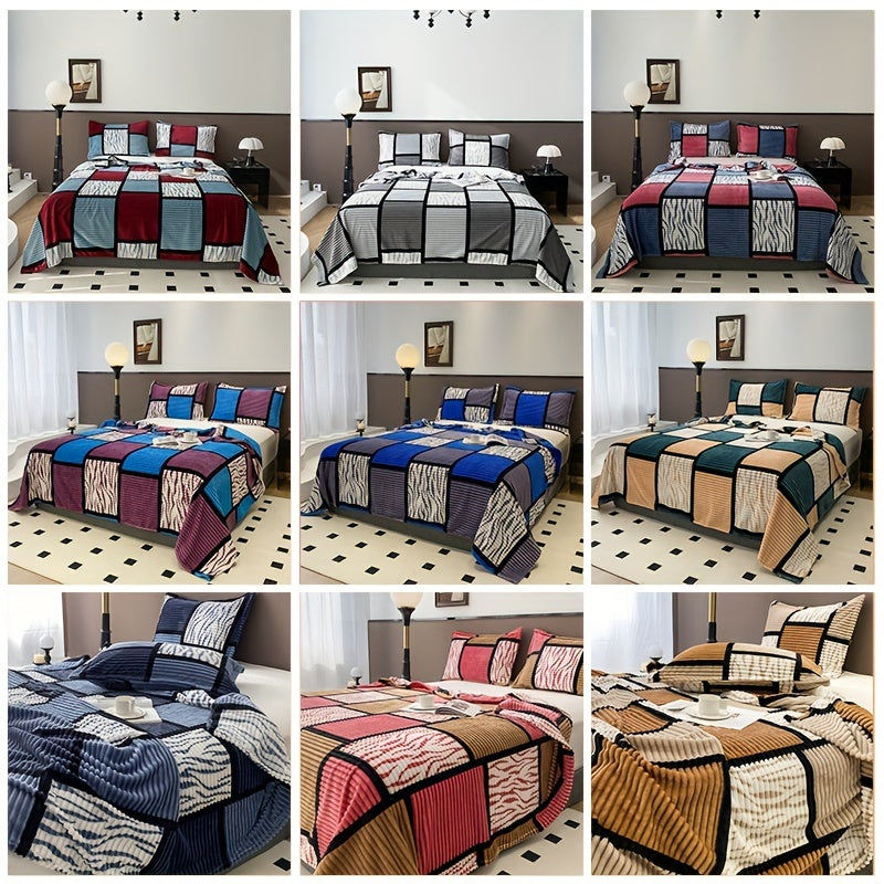 Manta de terciopelo impresa geométrica para cama, sofá, camping, aire acondicionado, todas las estaciones