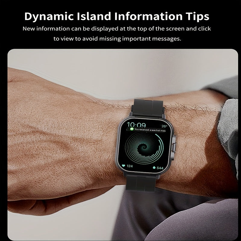 GREENPORT 2025 Aqlli soat, 5.11 sm kvadrat ekran, to'liq teginish nazorati, 2-in-1 simsiz quloqchinlar - Fitness kuzatuvchi, Musiqa ijro etish, Uxlash monitori, Ob-havo yangiliklari, Bir nechta sport rejimlari