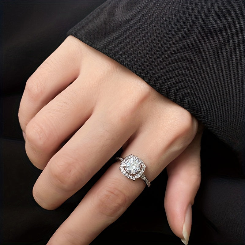 Sterling Silver Jewelry Set with Moissanite Earrings Necklace and Ring in Multiple Colors