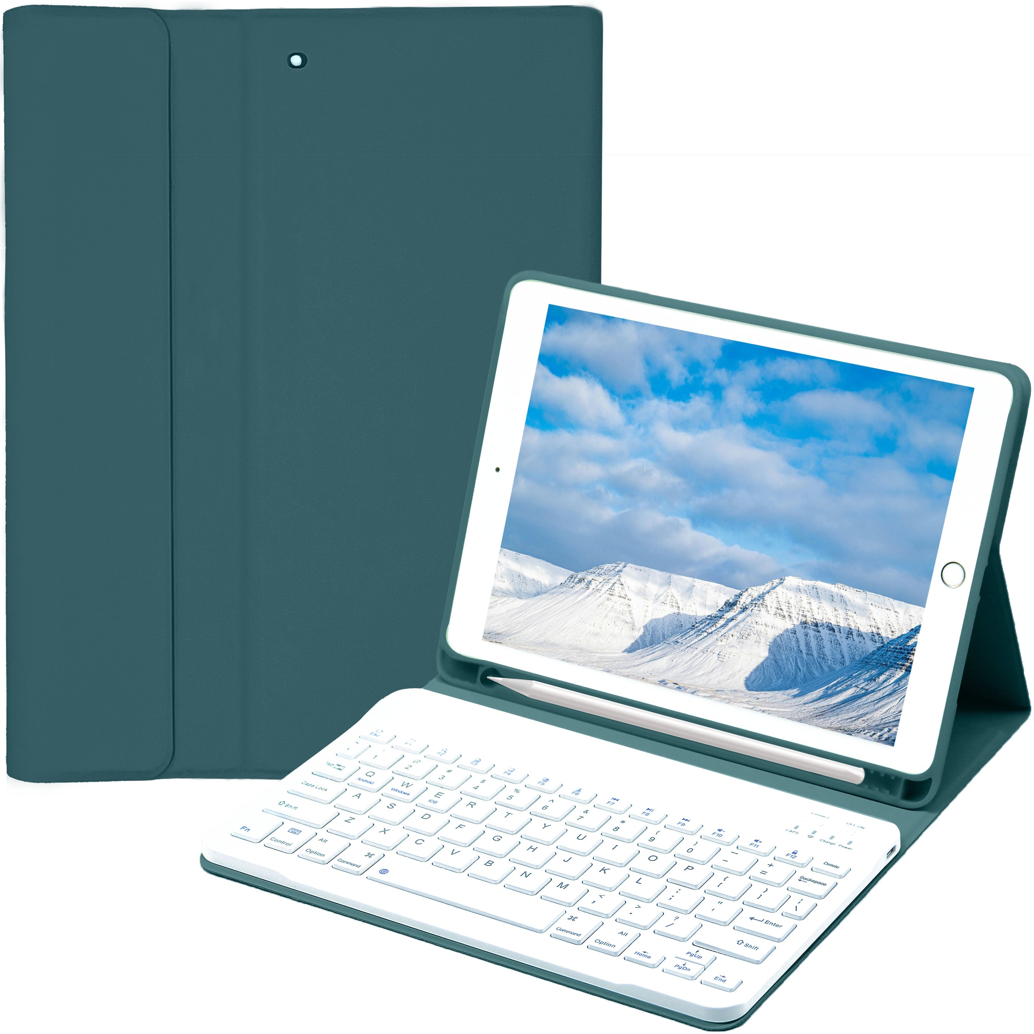 Funda con teclado para iPad Air 1-5, 5ª-10ª generación, Pro 11/12.9 pulgadas con teclado inalámbrico desmontable y soporte para lápiz