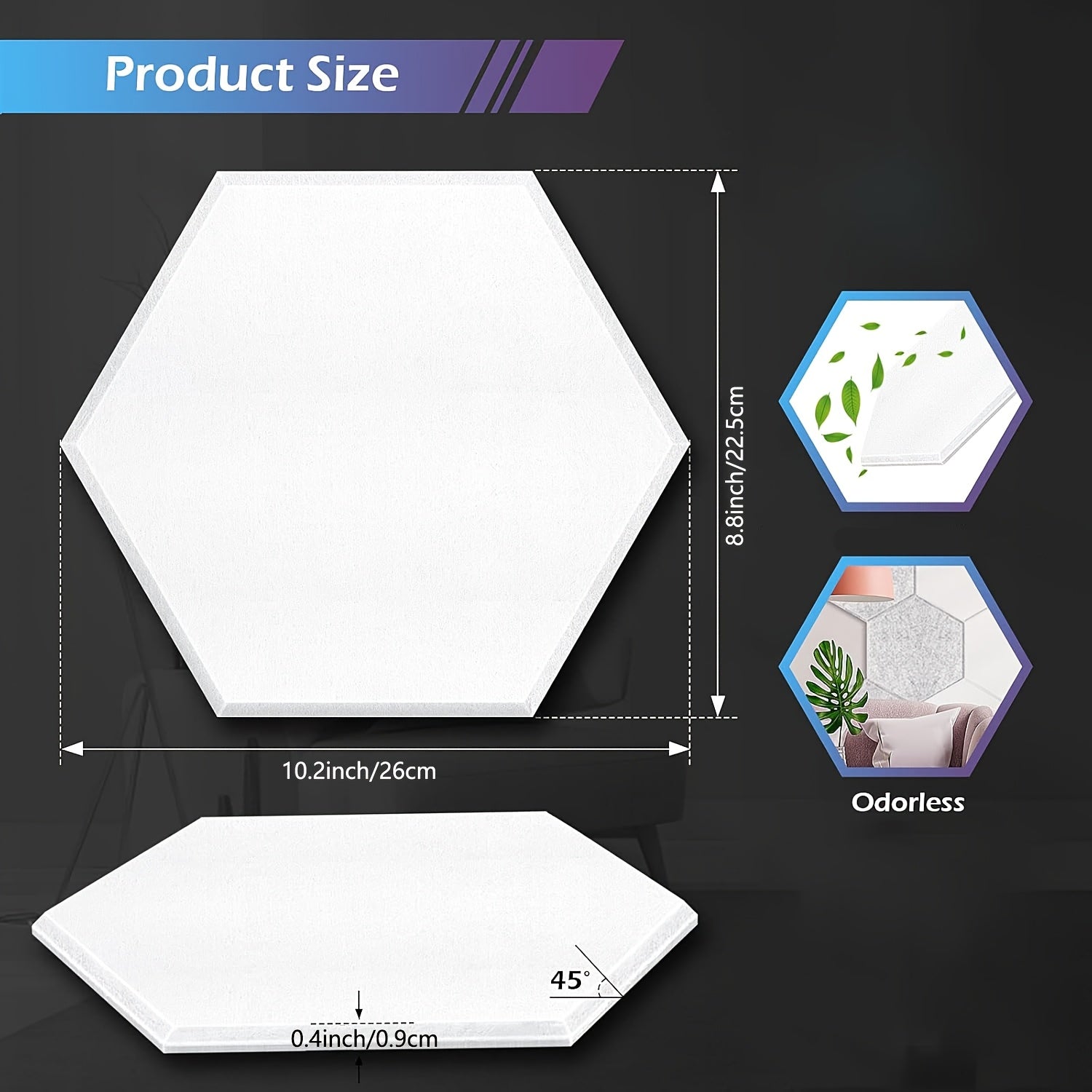 12-штук самоклеящихся шестиугольных акустических панелей 10,2 x 8,8 дюймов для домашнего офиса студии