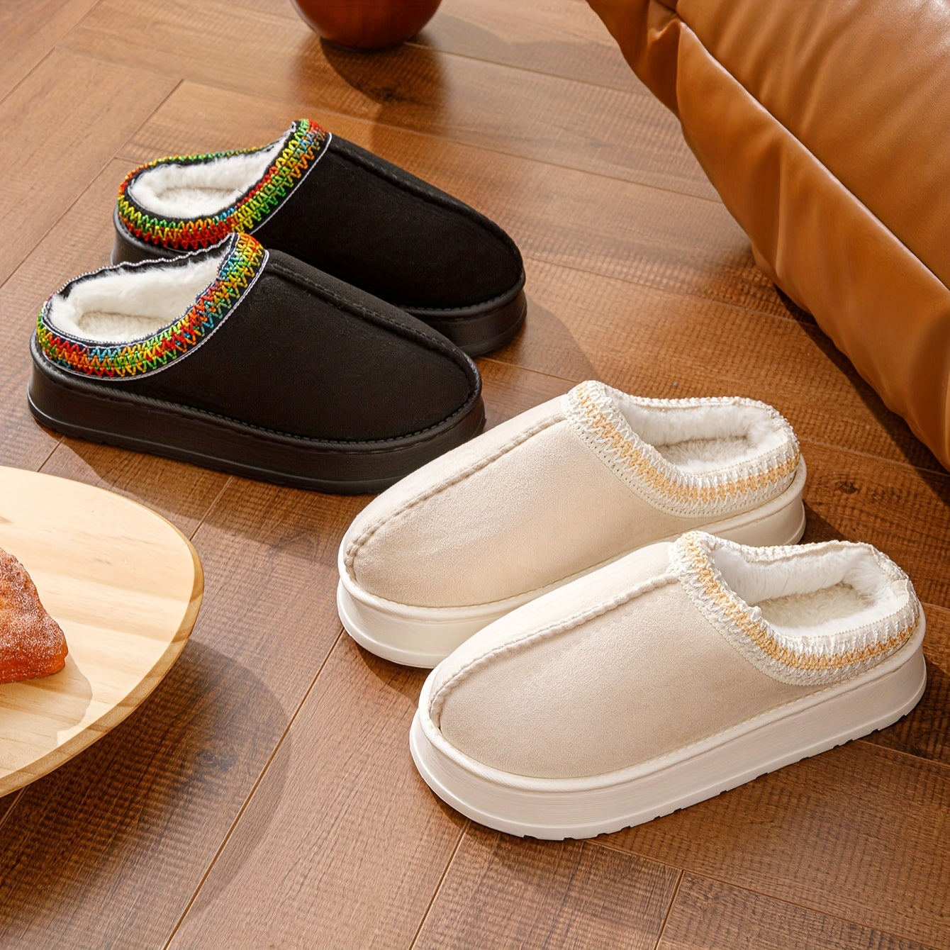 Erkaklar va ayollar uchun yopiladigan shippaklar, mo'ynali ichki qavati bilan EVA taglik, ichki qulaylik