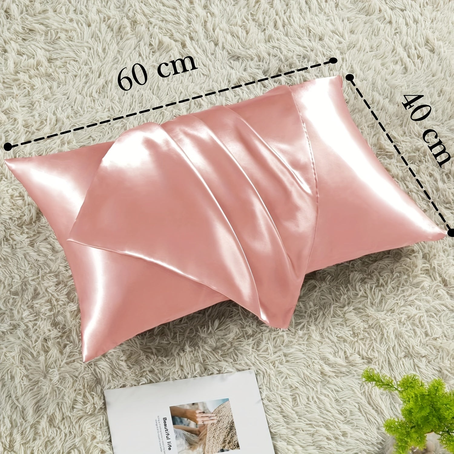 Luxurious Satin Pillowcases Solid Color Zipper Closure Skin-Friendly Hair-Protective