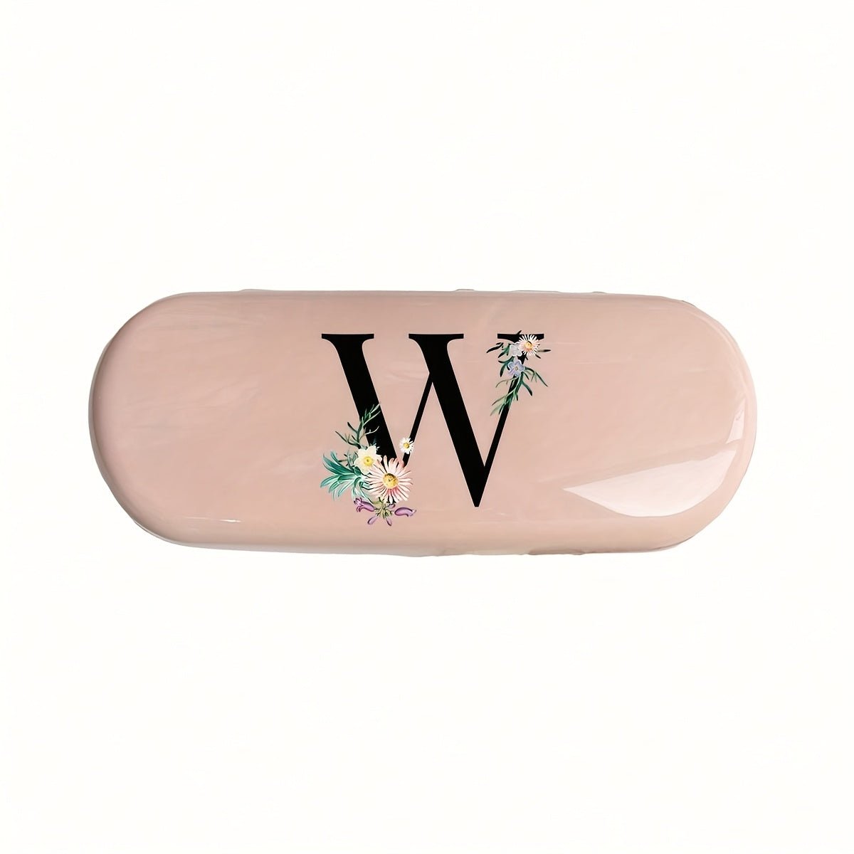 Pink Floral Monogram Glasses Case Waterproof Dustproof Compact Plastic Storage Box for Men and Women