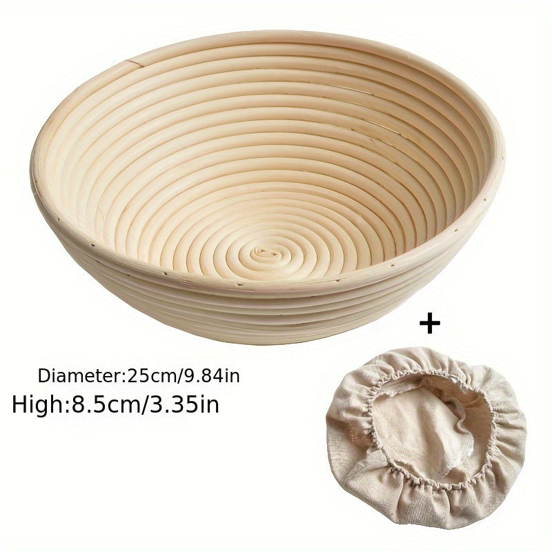 Rattan Bread Proofing Basket with Liner Cloth for Sourdough Dough Fermentation