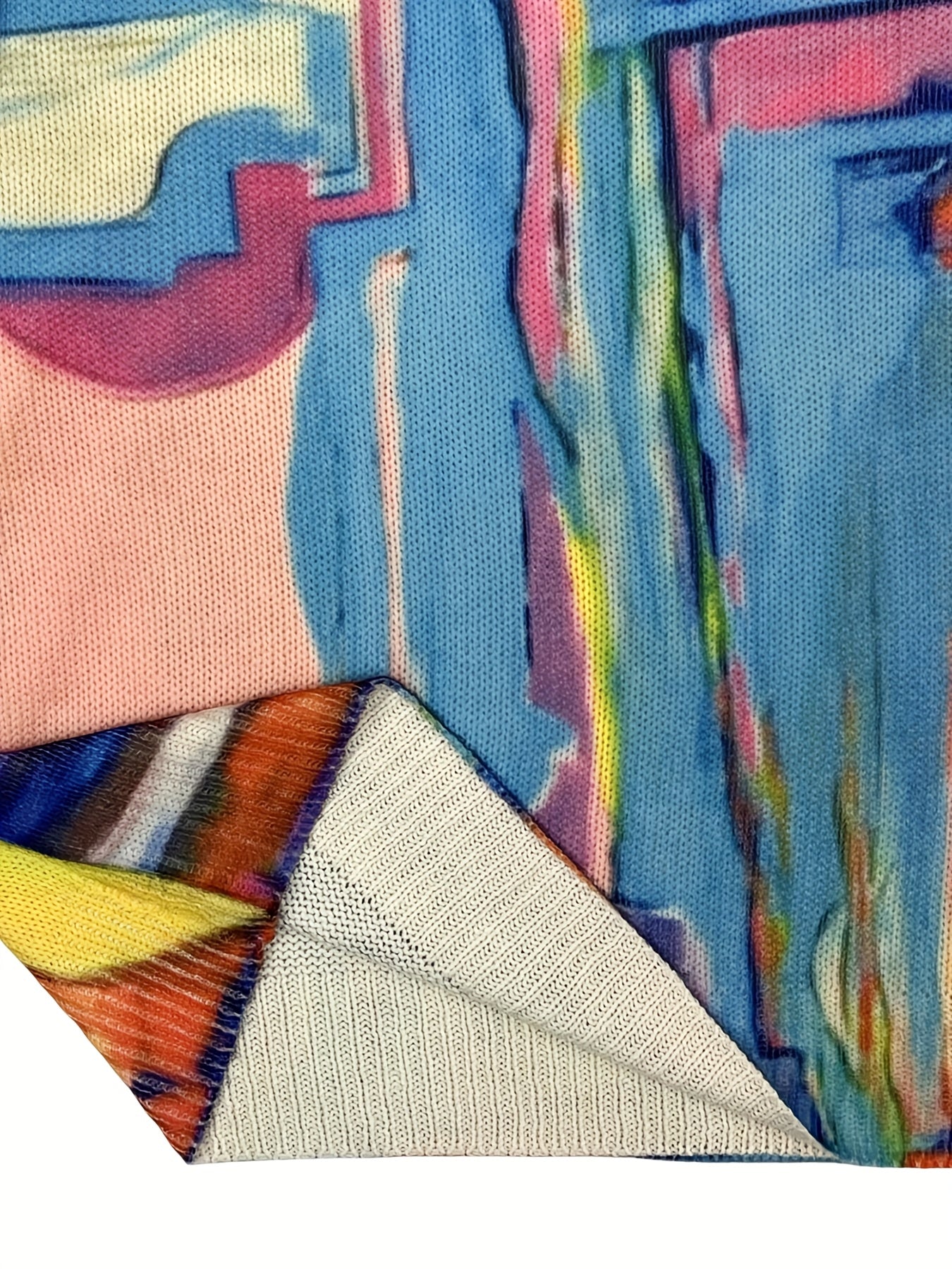 Top de manga larga con escote en V y estampado tie-dye para mujer talla grande, suéter casual oversize