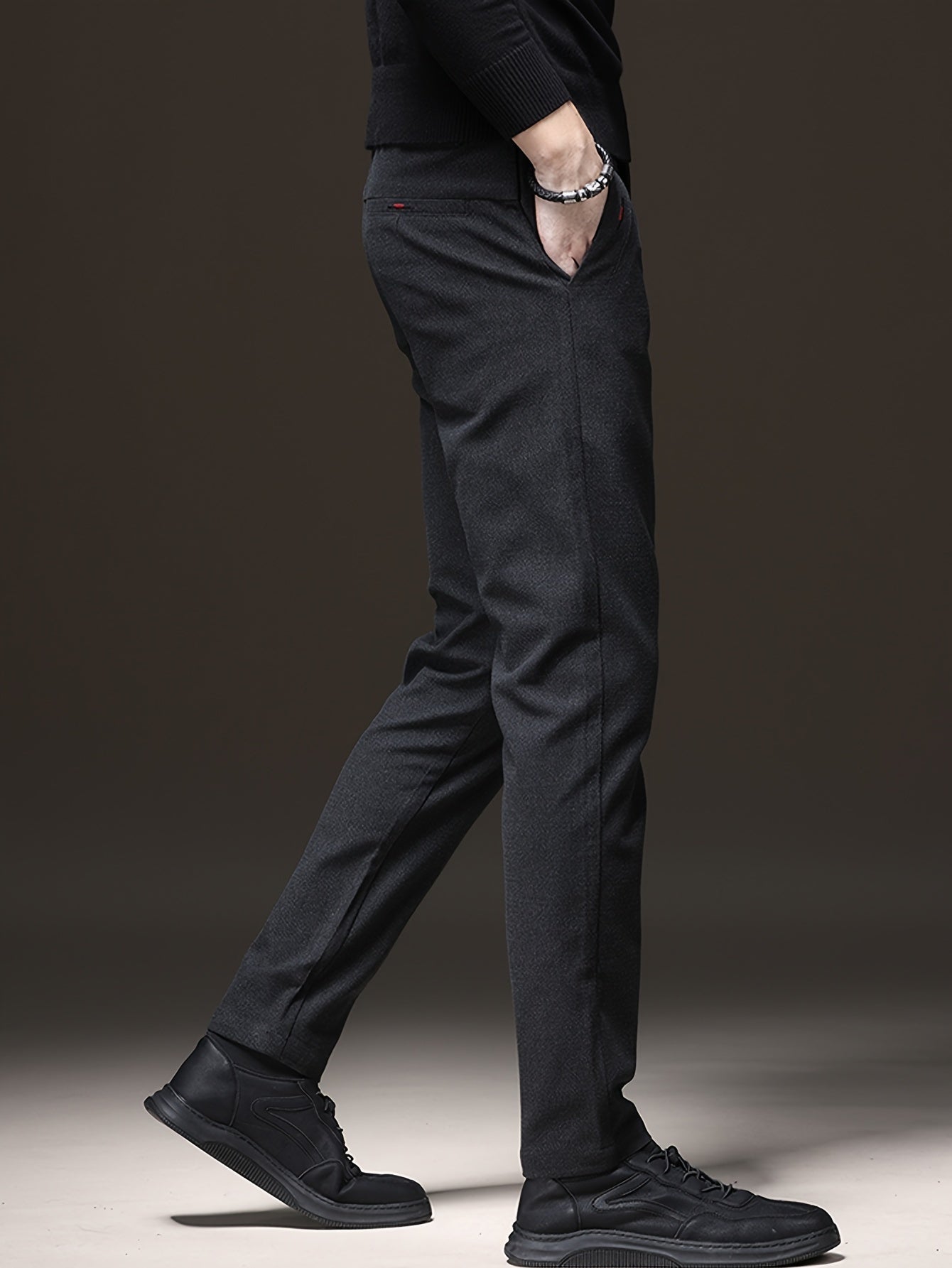 Мужские повседневные деловые брюки классического кроя, однотонные, легкий полиэстер, для всех сезонов