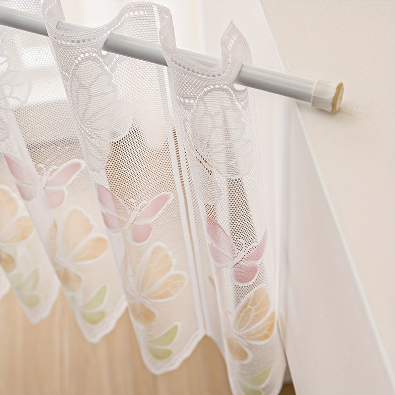 Small Butterfly Cafe Curtain Tier for Living Room and Office Decor