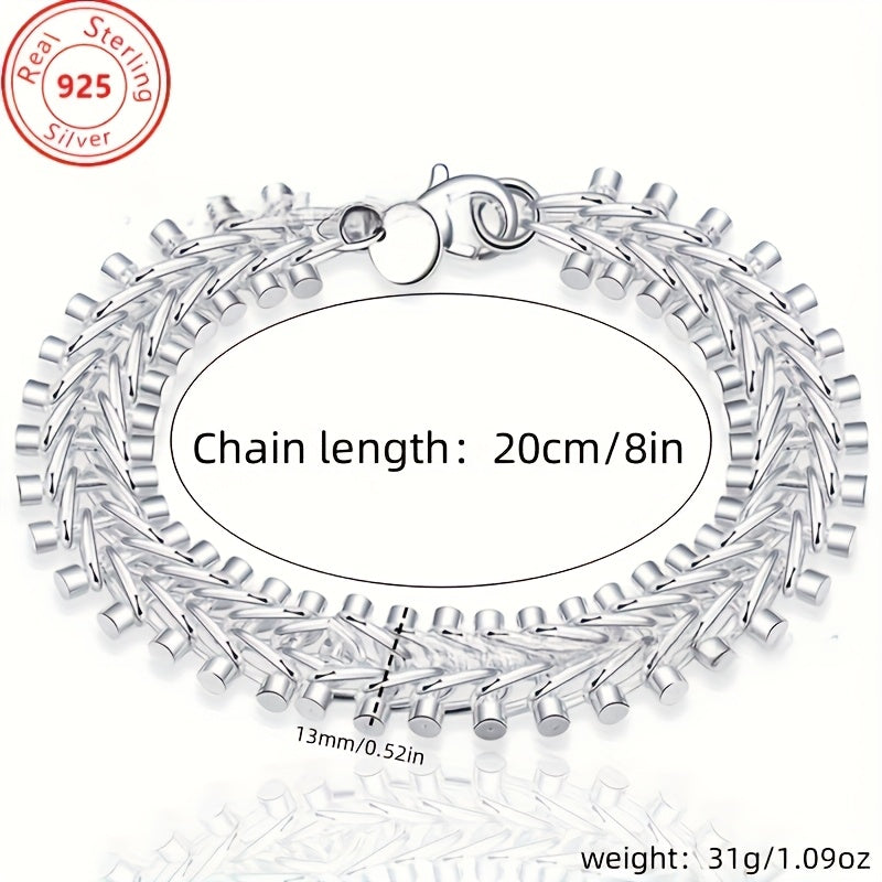 Sterling Silver Bracelet Double Bead Chain Retro Style Jewelry for Women