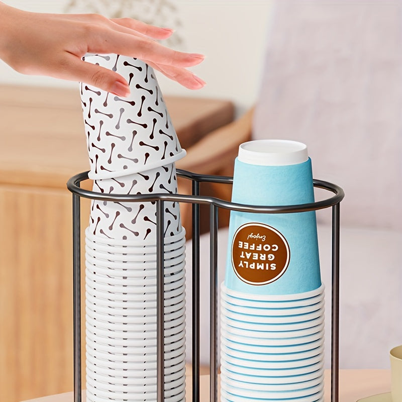 Double Tube Disposable Cup Dispenser for Spa Home Office Bar Cafe Sturdy Space-Saving Cup Holder