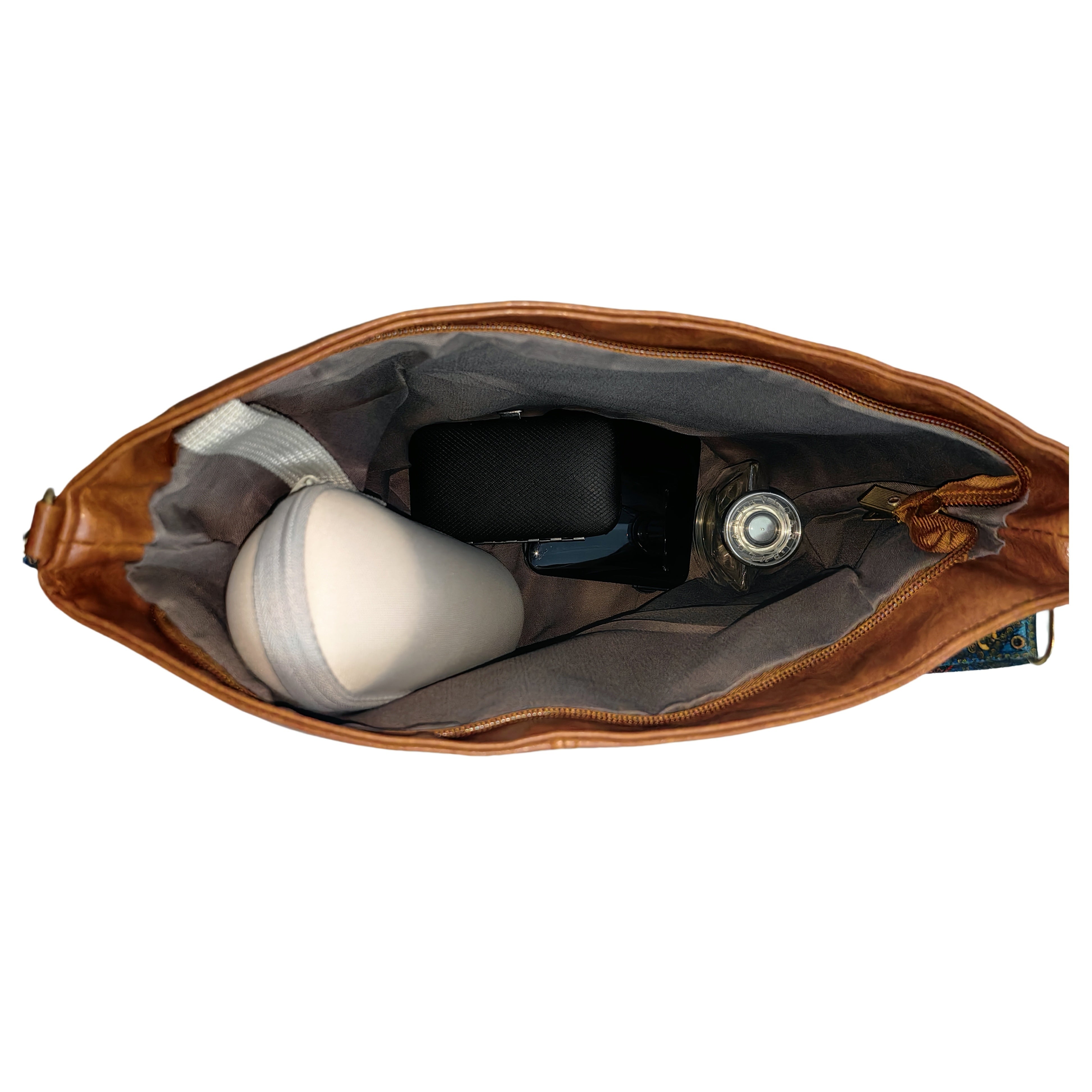 Bohemian Style Geometric PU Leather Hobo Bag for Going Out Light Brown