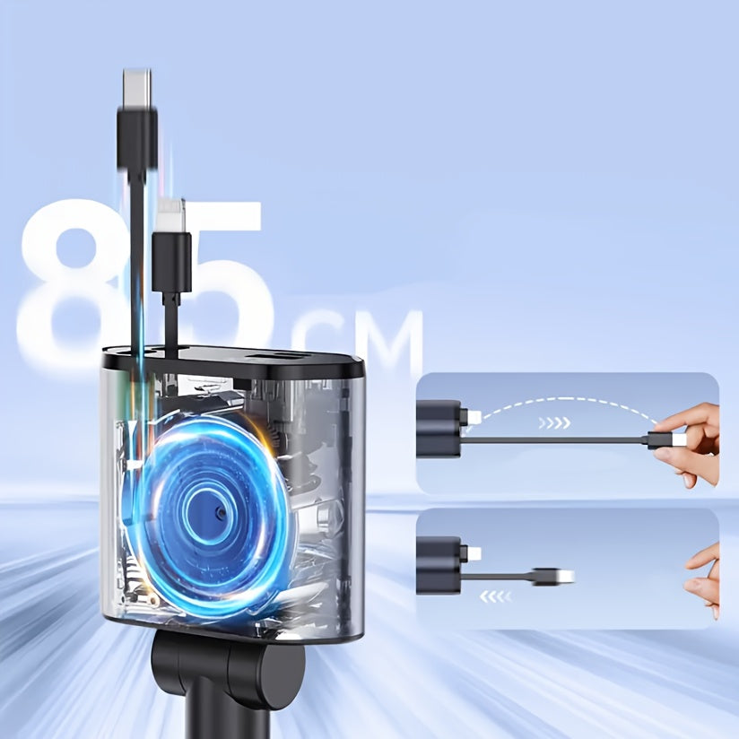 4-в-1 выдвижное автомобильное зарядное устройство с вращением на 180° и портом USB-C