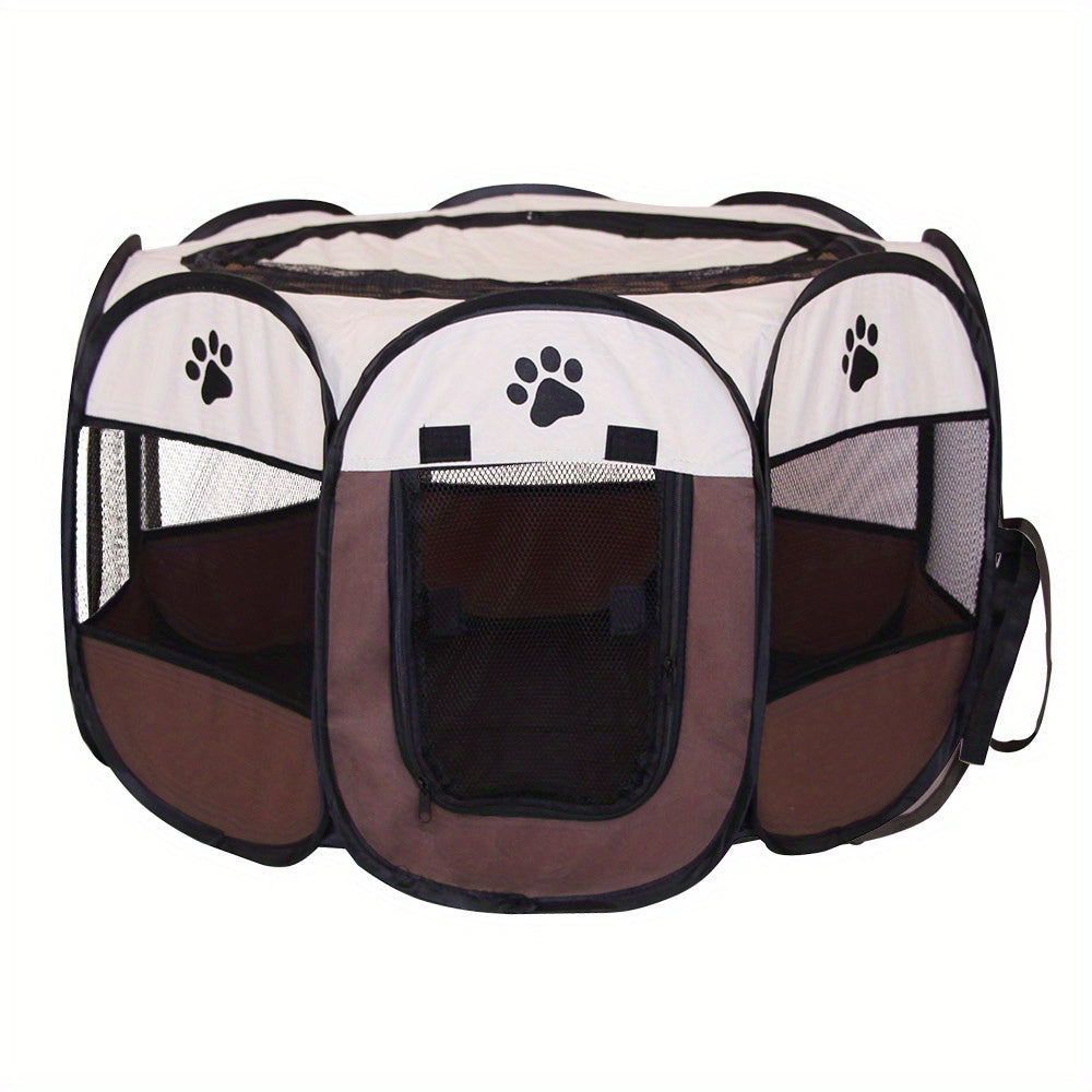 Foldable Cat Tent Bed with Paw Print Design, Polyester, Indoor Outdoor Use