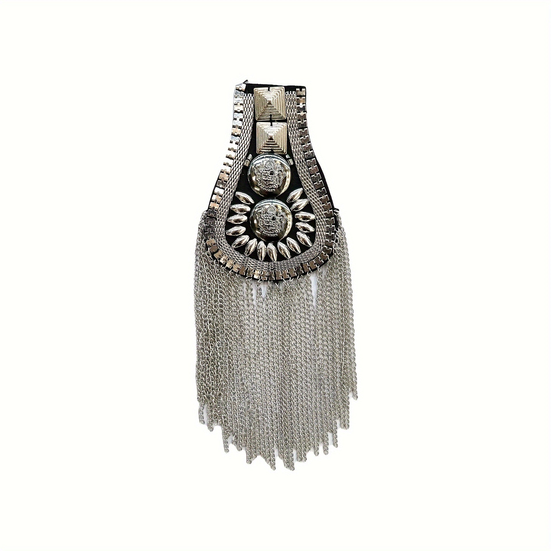 Unisex European and American Suit Brooches with Rivets Tassels and Epaulettes