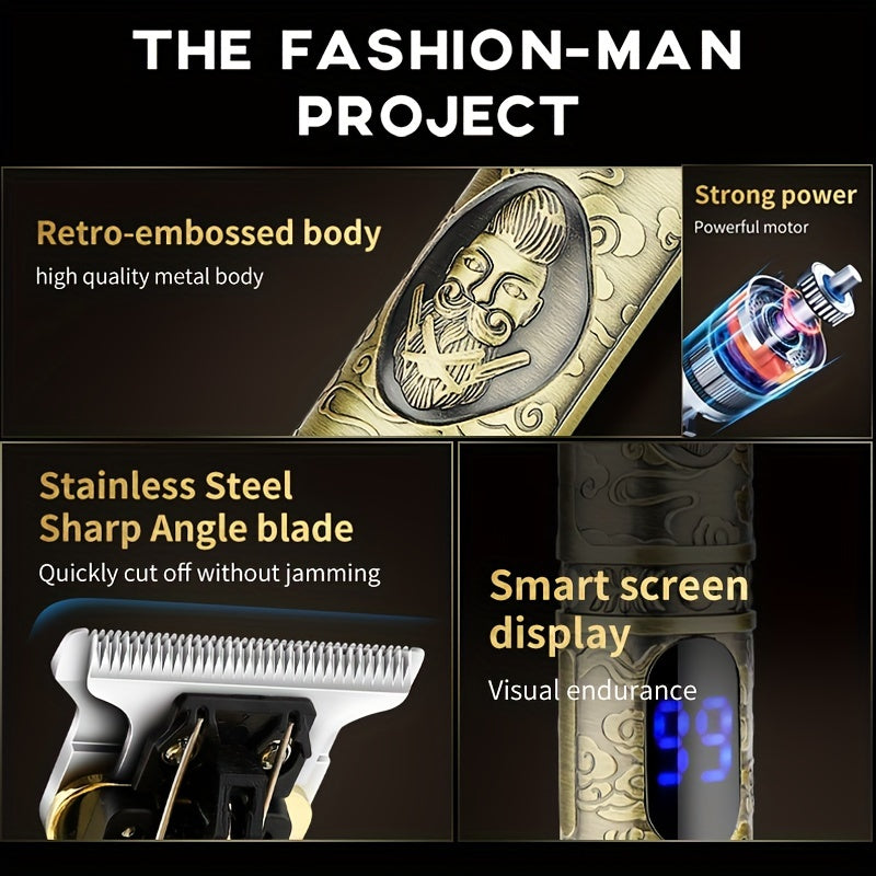 Electric grooming kit with hair clipper shaver nose trimmer 3-piece stainless steel