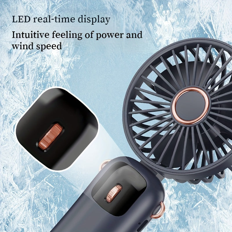 Mini Handheld Fan with LED Display, Rechargeable USB, 1200mAh, 100 Speeds