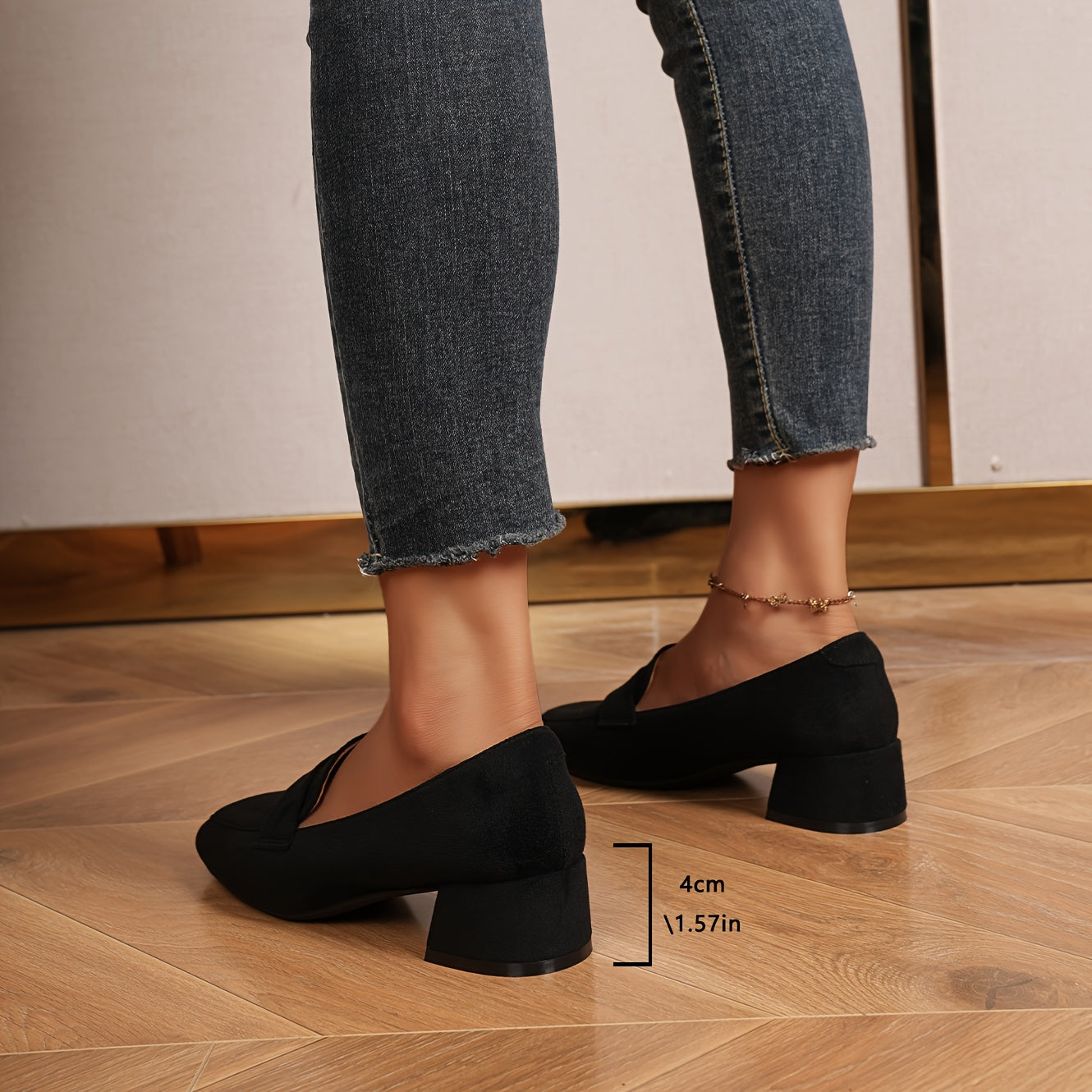 Women's Slip-On Square Toe Loafers Leather & Synthetic Casual Formal Black Beige