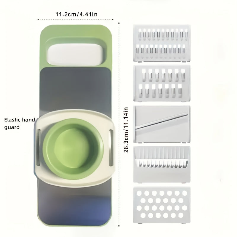 7-Piece Vegetable Cutter Set with Basket and Carrot Grater Plastic Kitchen Tool