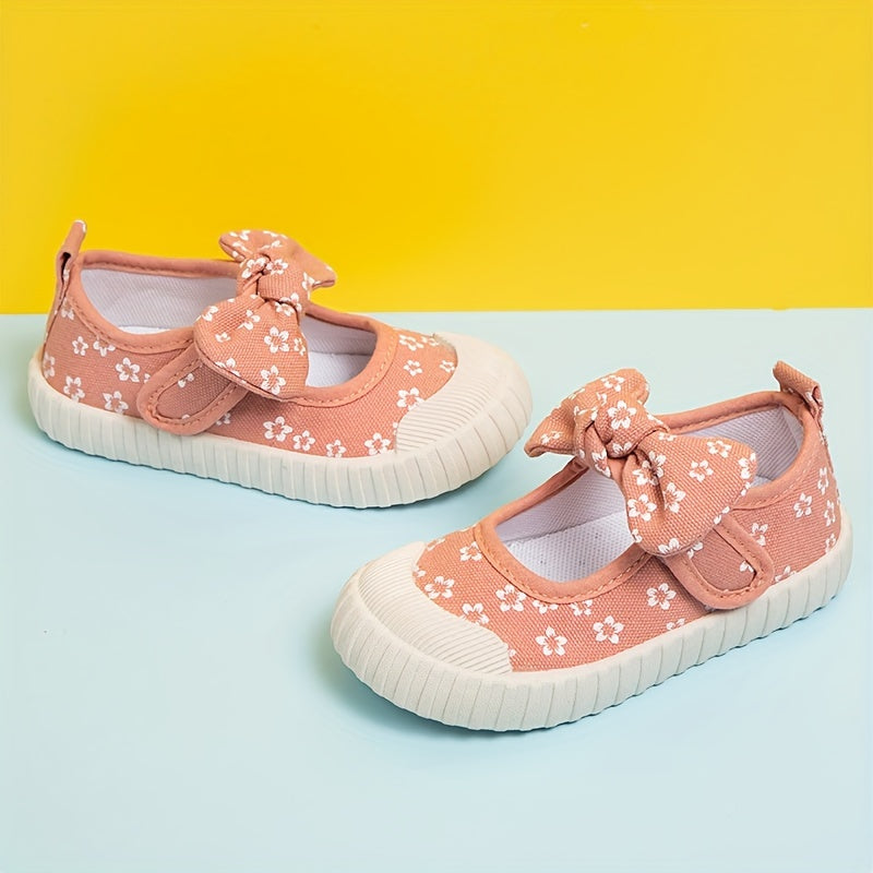 Girls' Color Block Sneakers with Bow Knot Lightweight Non-Slip Rubber Sole