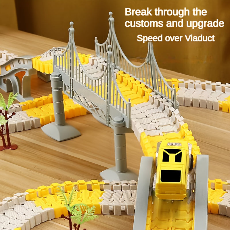 Educational DIY Electric Rail Car Toy for Kids Age 8+ Plastic Battery-Free Small Train Black Yellow