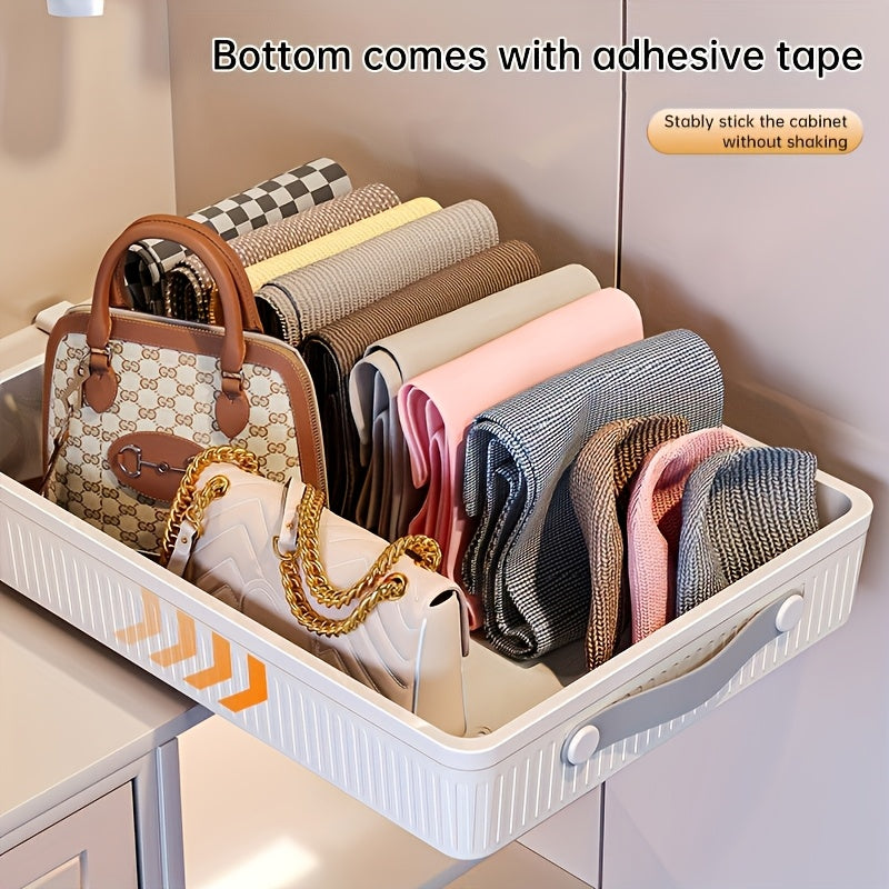 Oversized pull-out cabinet storage baskets with metal tubes plastic drawer organizer