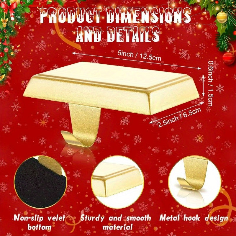 Multi-Functional Metal Fireplace Hooks for Holiday Decor Stockings Ornaments