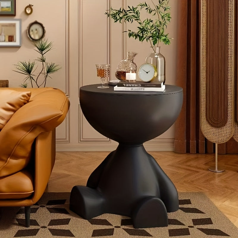 Mesita de noche moderna de plástico con forma de oso creativo, blanca, para dormitorio y sala de estar, almacenamiento