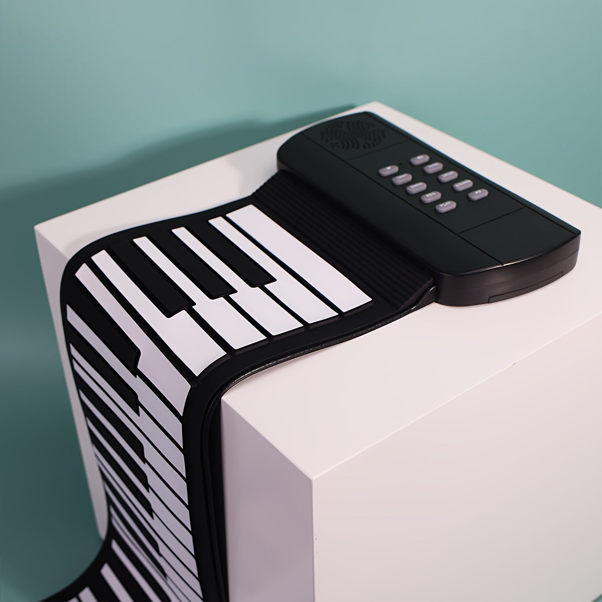 49-Key Portable Roll-Up Silicone Keyboard with USB and Battery Power Black for Beginners