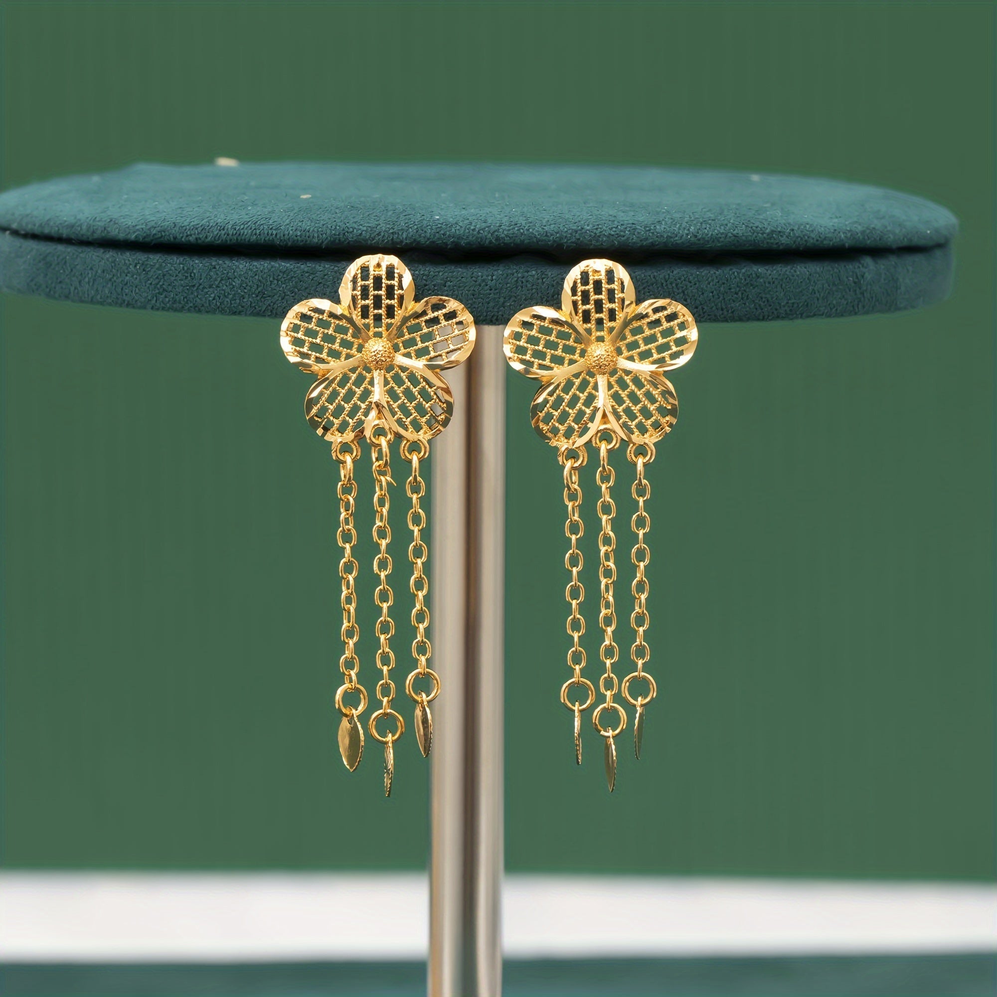 Copper Flower Design Jewelry Set with Synthetic Stones for Weddings and Parties