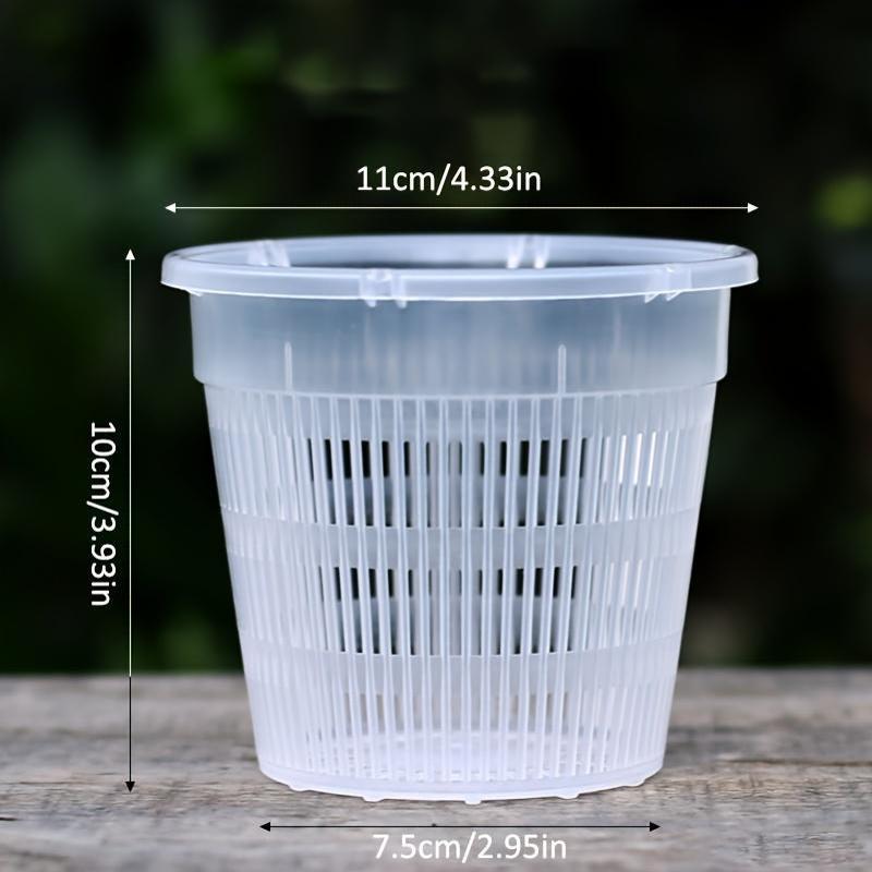 Set of 5 Transparent Plastic Orchid Pots with Drainage Holes and Slotted Design for Indoor and Outdoor Use