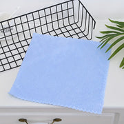 Set of 4 Coral Fleece Square Towels with Lace Trim, Soft Absorbent Kitchen Cloths