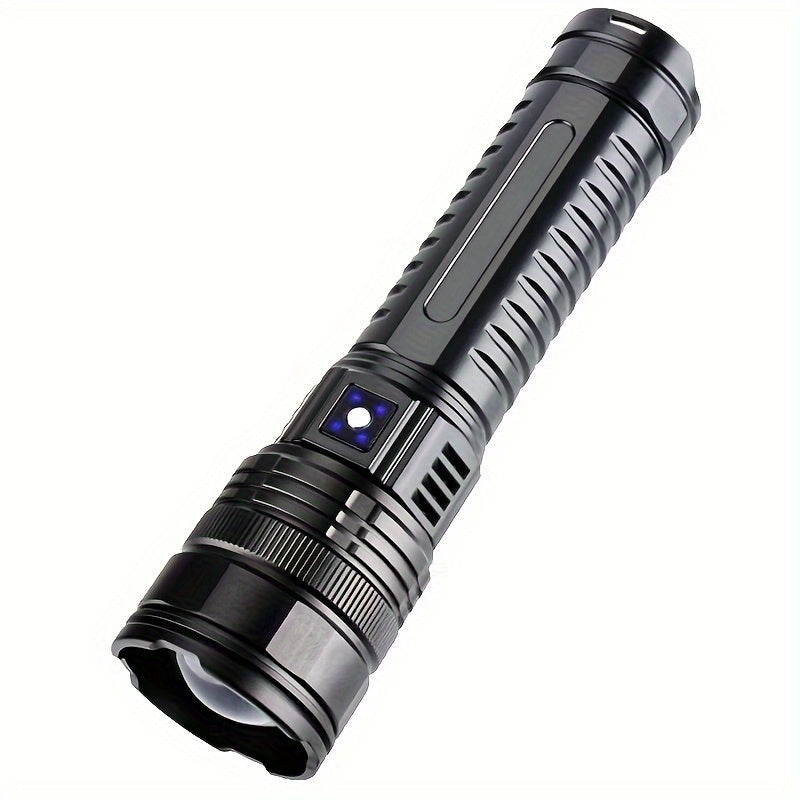 Ultra Bright LED Flashlight with USB Rechargeable Battery and Zoomable COB Tail Light for Camping Hunting Outdoor