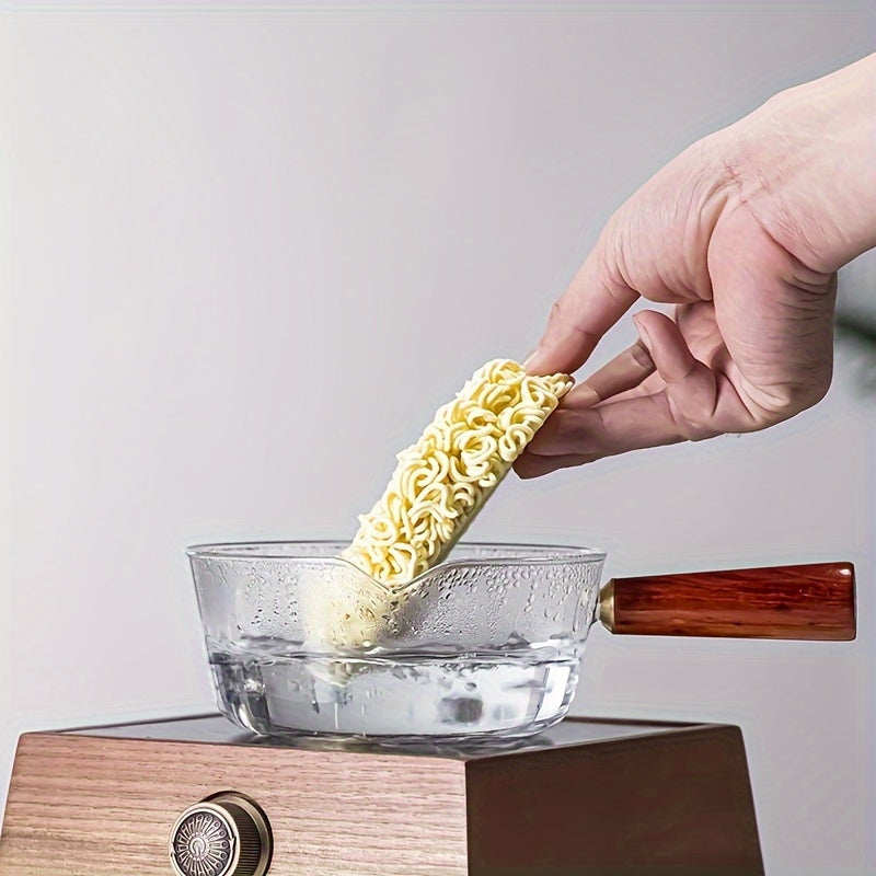 Cookware Set with Redwood Handles 600ml and 400ml Glass Pots for Soup and Desserts