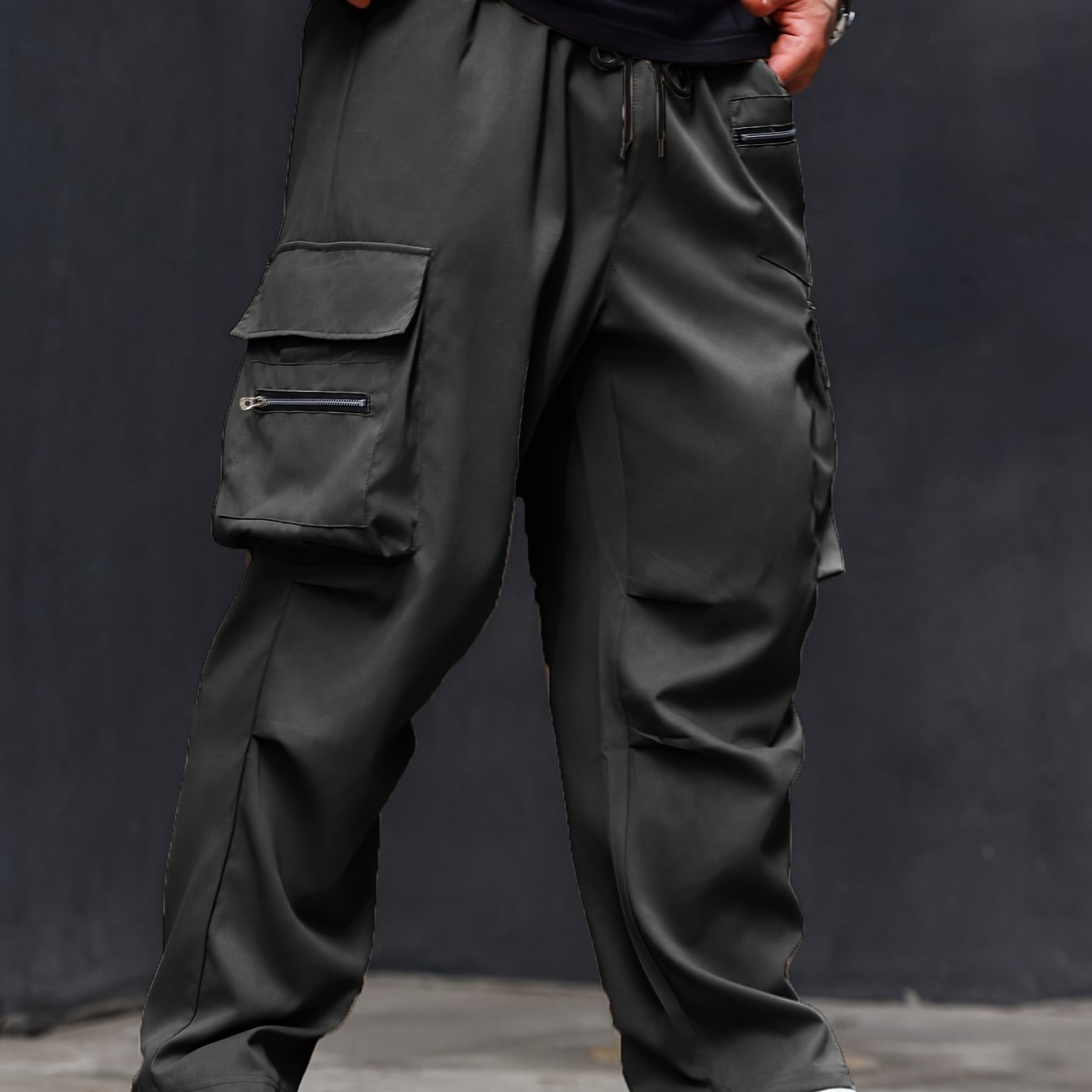Plus Size Men's Cargo Pants Athletic Casual Regular Fit Solid Polyester