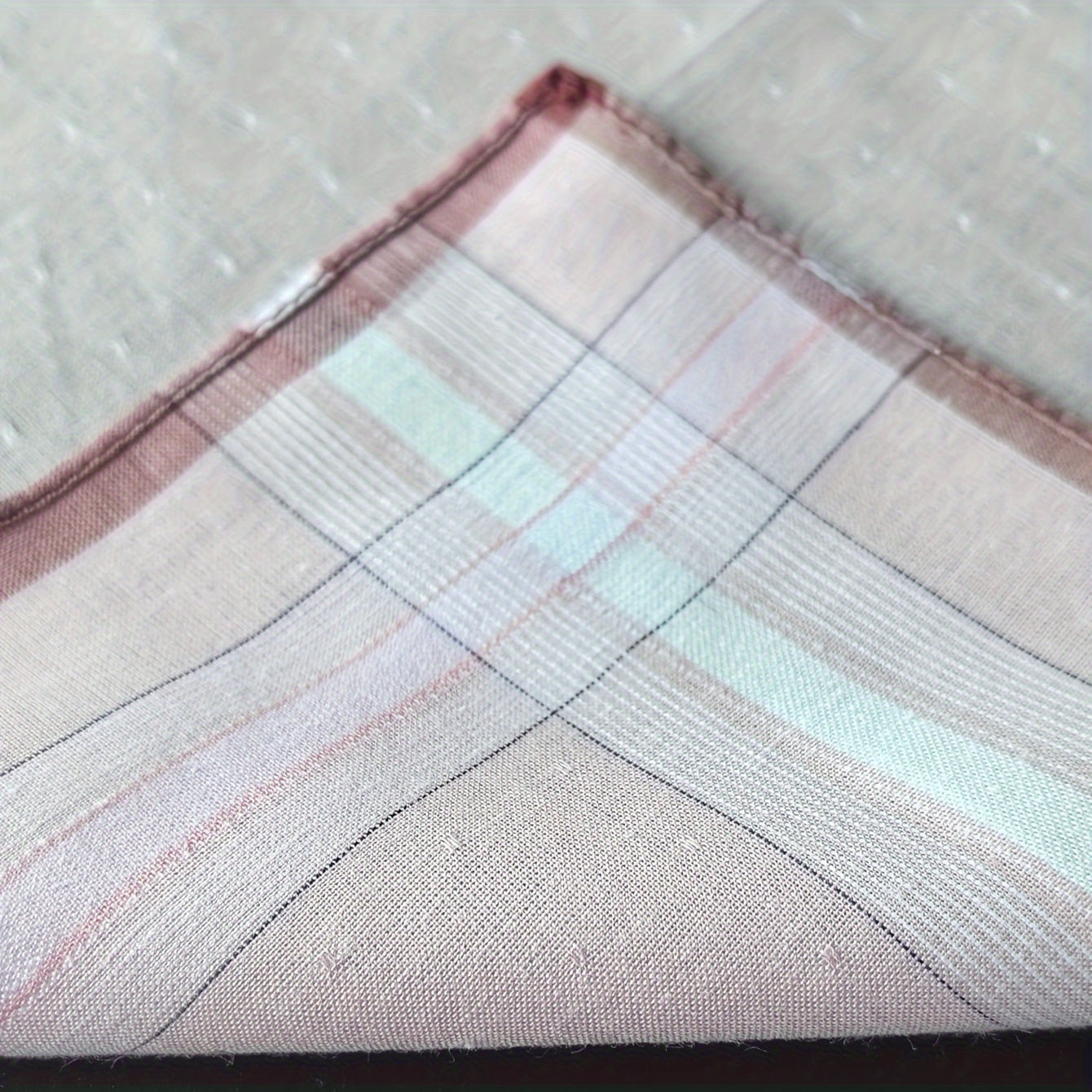 Set of 6 Soft Cotton Handkerchiefs 29cm Stylish Striped Pattern Absorbent