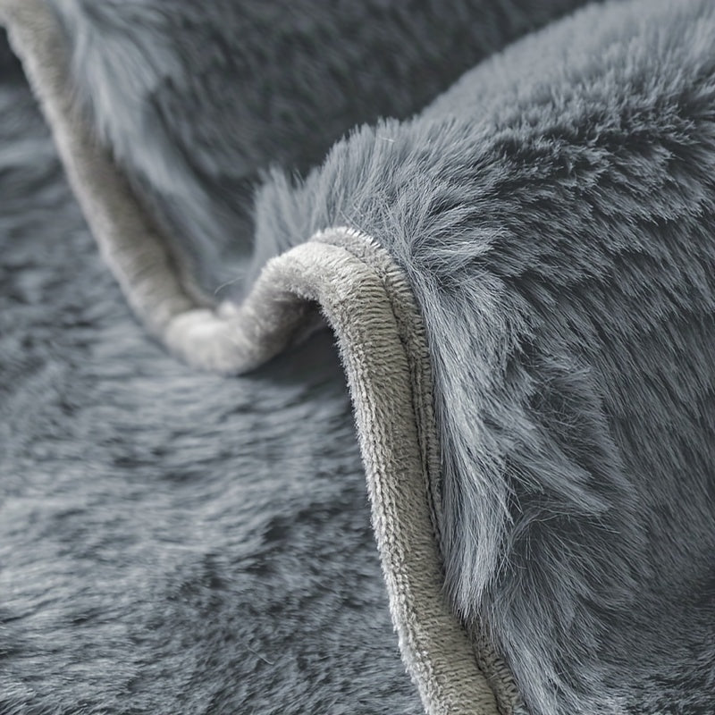 1 шт. Толстый плюшевый чехол для дивана - Имитированный кролик, идеально подходит для зимы, защищает мебель в спальне, офисе, гостиной.