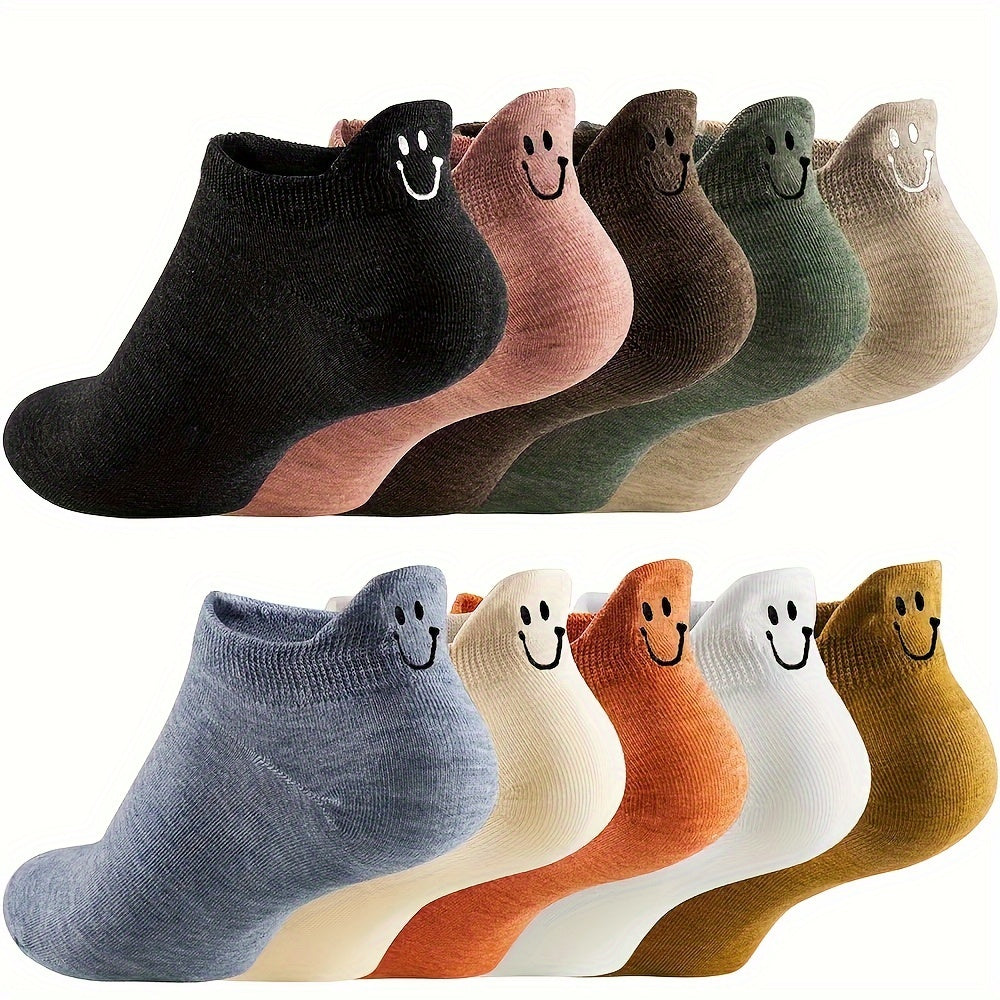 10 Pairs Women’s Embroidered Low Cut Ankle Socks Breathable Casual Socks