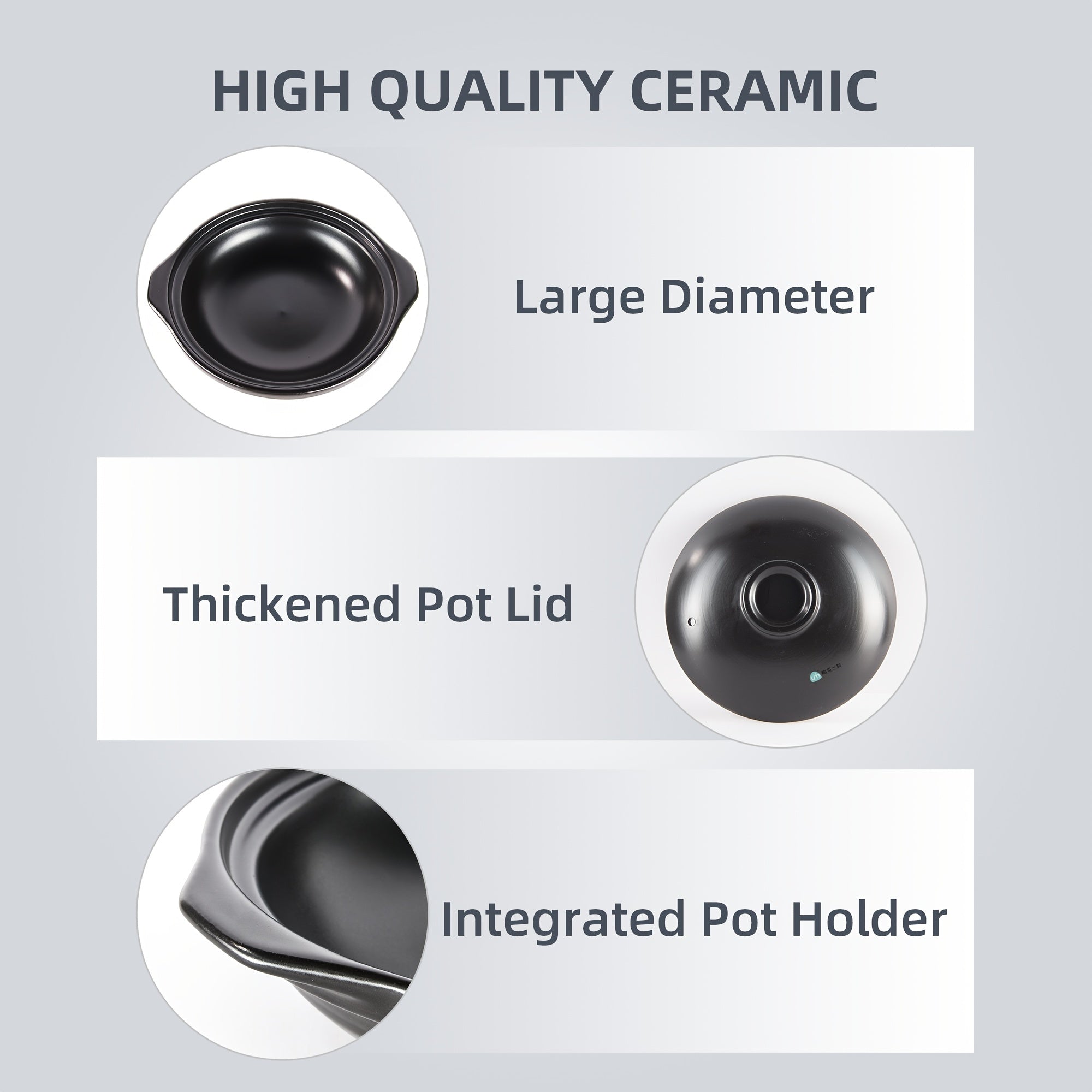 Ceramic Stew Pot Casserole Dish with Lid, Clay Earthen Cookware for Soup and Hot Pot