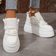 Women's Trendy Platform Sneakers Lace Up Wedge Skate Shoes Air Cushion