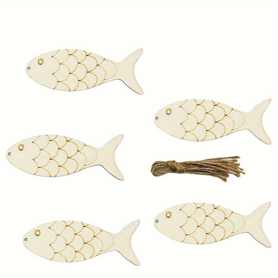 Wooden Fish Shaped Crafts for Holiday Wedding Birthday Decorations Set of 30